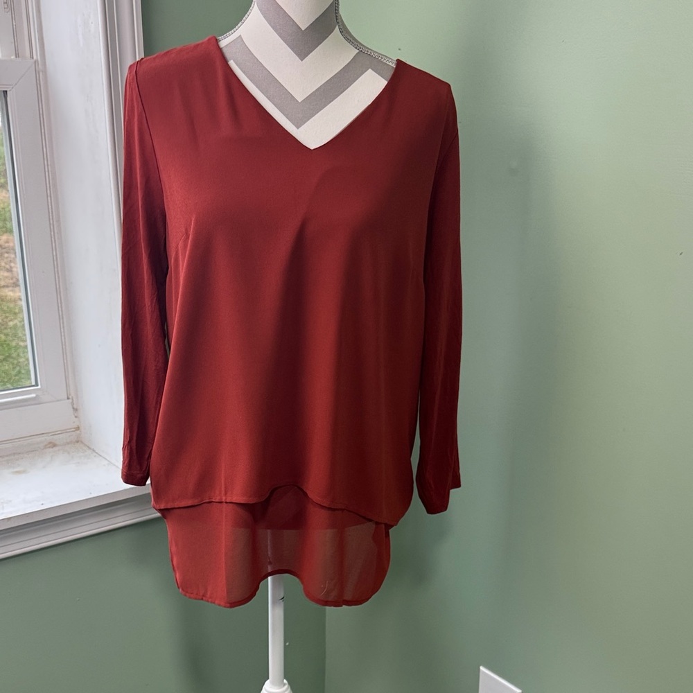 Michael Kors rust V-Neck Blouse large